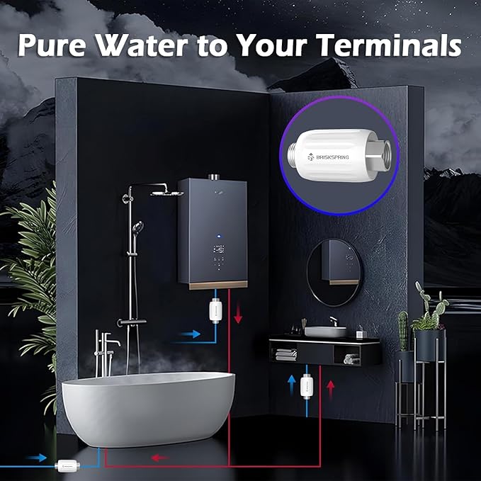 Salt Free Water Descaler, Water Heater Softener, Prevent Scale Buildup On Water Heaters, Faucet, Smart Toilet & Washer, Scale Inhibitor Inline System, 3-Year Durability, 1/2" Connector