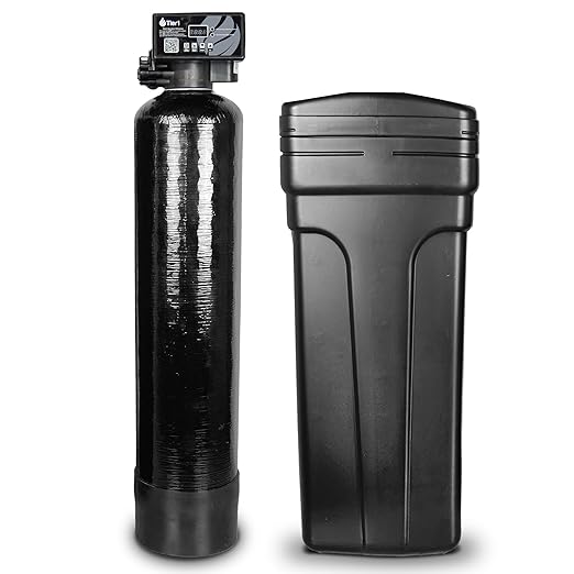 Tier1 Whole House Water Softener System Compact 24,000 Grain High Efficiency Space Saving | Pre-Filled Mineral Tank with 3/4 Cubic feet of Cation Resin | Home Water Filtration System