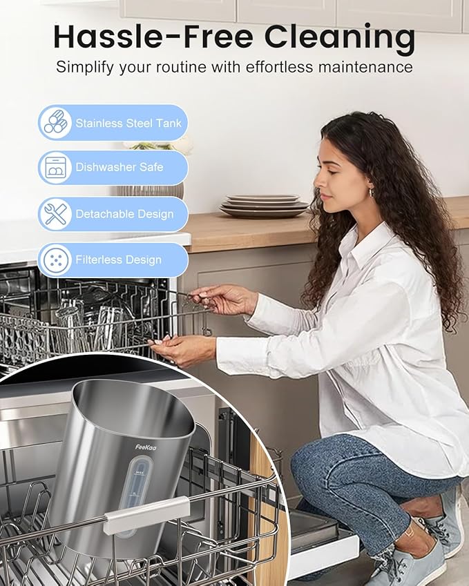 Feekaa Stainless Steel Humidifier Dishwasher Safe, 4L/1Gal Cool Mist Humidifiers for Bedroom, Easy Clean Humidifier Large Room, Humidifiers for Baby Nursery Living Room Office Plant, Black