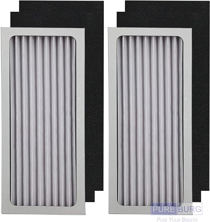 PUREBURG 990051000 Replacement True HEPA Filter Set Compatible with Hamilton Beach TrueAir 04383 04384 04385 04386 Compact Pet Air Purifier,H13 Activated Carbon,2-Pack