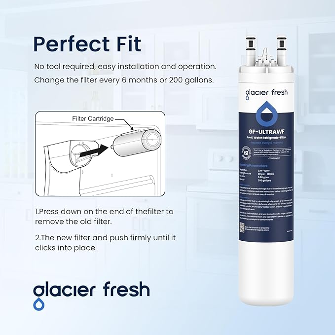 GLACIER FRESH Replacement for Frigidaire ULTRAWF,Pure Source Ultra, Kenmore 9999, 469999, 46-9999, A0094E28261 Refrigerator Water Filter,Pack of 3