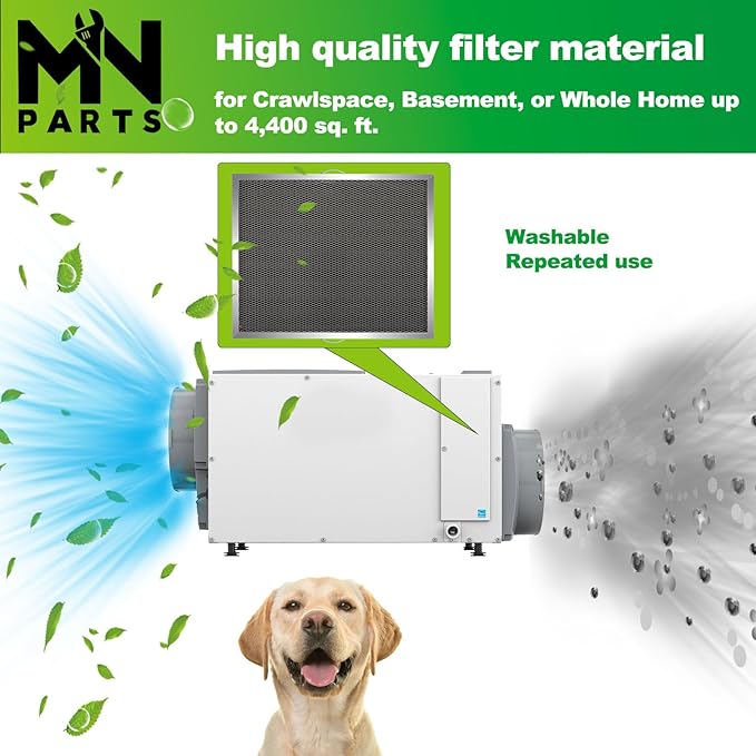 5881 Dehumidifier Filter Washable MERV-8 12x13.5x1 Compatible with Whole-House Dehumidifiers Models E100 E080 8192A and Dehumidifying Ventilator 8192A Replacement Filter 2 Packs