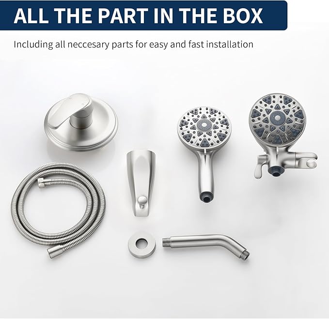 Tub and Shower Faucet Set Complete Dual Shower Head and Handheld 2 in 1 Combo Set Shower System with Tub Spout Tub and Shower Trim Kit Brushed Nickel