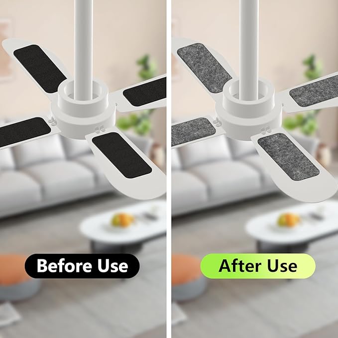 5 Pack Ceiling Fan Filters for Blades, Activated Coconut Carbon Fan Filter for Ceiling Fan, Easy-Stick Universal Air Filter for Common Household Contaminants