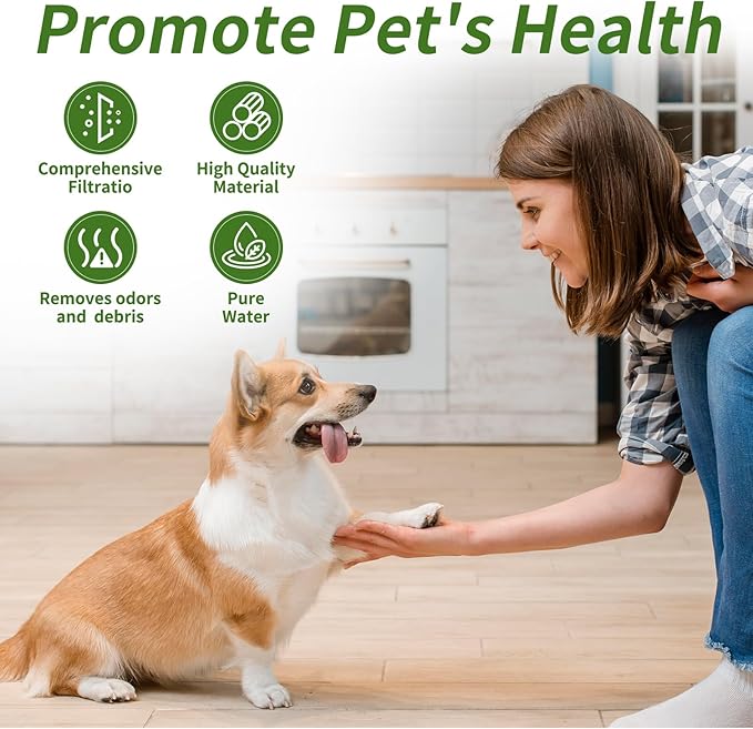 16 Sets Pet Dog Replacement Filters Compatible with Smartoo 7l/236oz/1.8G Dog Water Fountain, Water Fountain Filters for Stainless Steel Dog Water Fountain