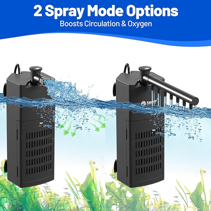 Aquarium Internal Filter for Up to 10 Gallons, Upgraded Fish Tank Filters with 3-Stage Filtration Trio, Adjustable Water Flow, Quiet Corner Filters for Fish Turtle Shrimp Tank, 80GPH, 4W