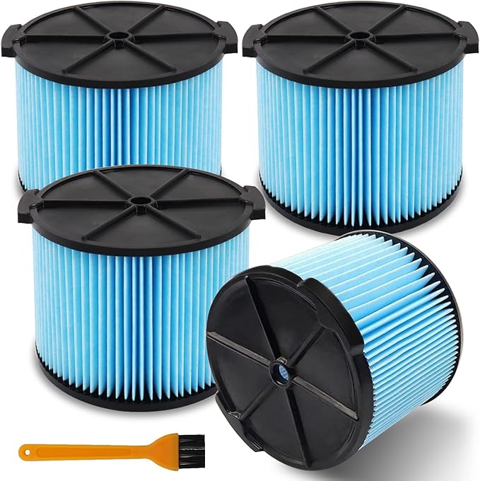 4 Pack VF3500 Replacement Filter for Shop Vacuum 3-4.5 Gallon Wet Dry Vacuums, 3-Layer Filters for WD4050, WD3050, WD4080, WD4522, 4000RV, 4500RV