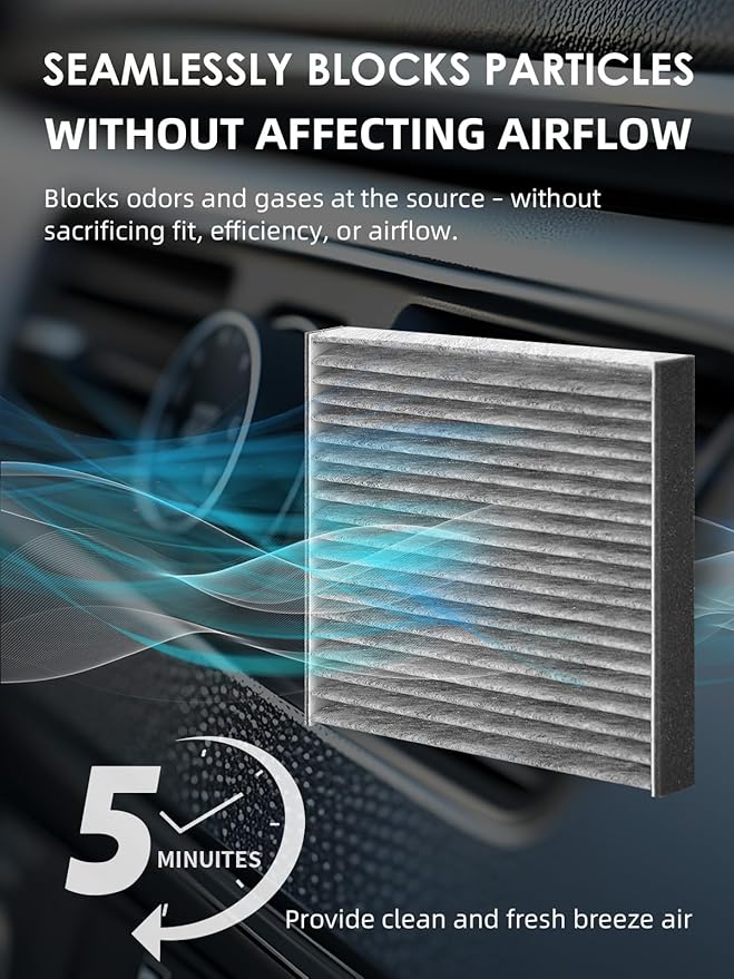 CF10285 Cabin Air Filter with Activated Carbon, Replacement for CP285 Toyota Lexus Scion Camry Corolla Tundra Highlander Prius, A/C Car Filter 3-Pack