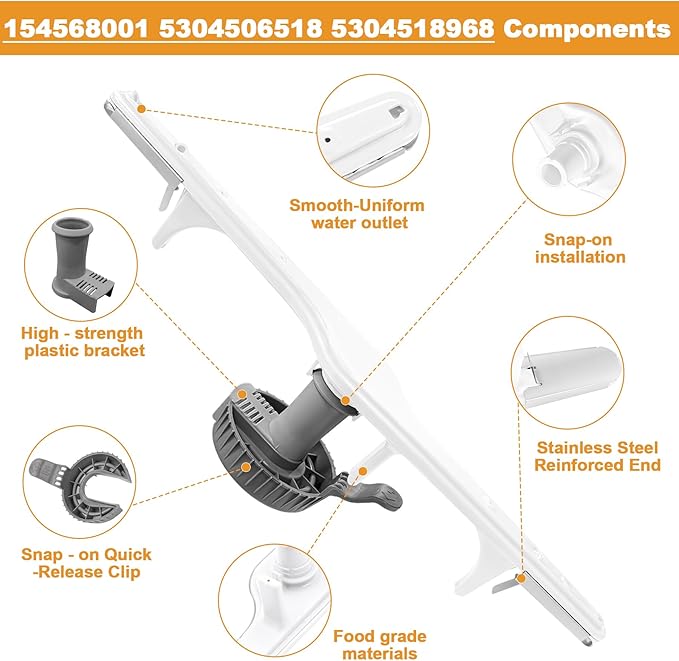 154568001 Dishwasher Lower Spray Arm Kit Includes 5304518968 Support & 5304506518 Filter Replacement for Frigidaire Kenmore Dishwasher Replaces 154414101 154250901 154568002 AP3958746 PS1524955