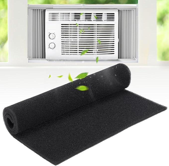 15.7" x 27.6" Extra Large Cuttable Air Conditioner Filters - Cut to Fit Carbon Pad Air Purifier Filters, Washable Reusable Foam Pad Pre Filter Roll for Air Filters AC Window Unit Charcoal Sheet