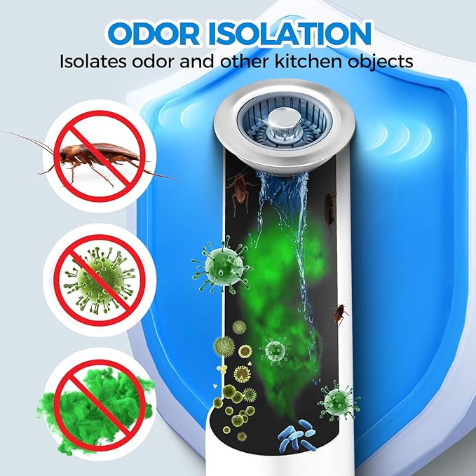 Kitchen Sink Drain Strainer - 3Pack Sink Stopper, Drain Protector, Kitchen Drain Plug & Sink Installation Parts with Anti-Clogging Basket, Fit US Standard 3-1/2'' Sink Drain Hole, Silver