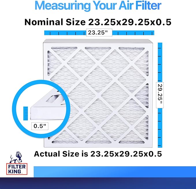 Filter King 23.25x29.25x0.5 Air Filter | 4-PACK | MERV 8 HVAC Pleated A/C Furnace Filters | MADE IN USA | Actual Size: 23.25 x 29.25 x 0.5"