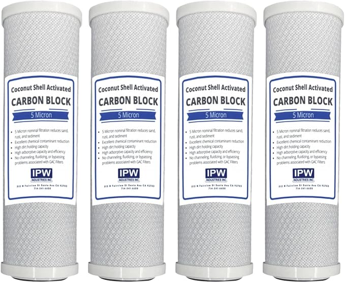 4-Pack Compatible for WaterPur CCI10CLW12 Activated Carbon Block Filter - Universal 10 inch Filter for WaterPur CCI-10-CLW12 Water Filter Housing by IPW Industries Inc.