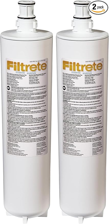 Filtrete Advanced Under Sink Quick Change Water Filtration Filter 3US-PF01, for use with 3US-PS01 System | (Pack of 2)