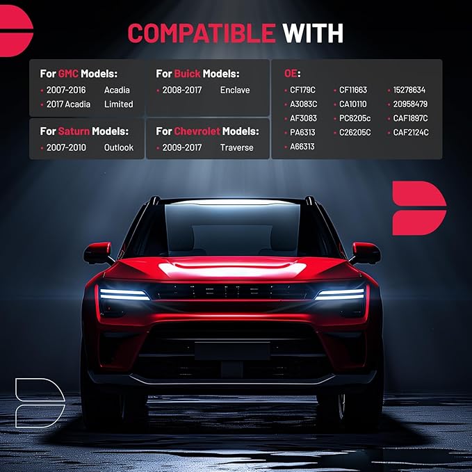 BDFHYK CF179C Cabin Air Filter w/Activated Carbon Compatible with Buick Enclave 08-17, Compatible with Chevy Traverse 09-17, compatible with GMC Acadia Limited/Acadia