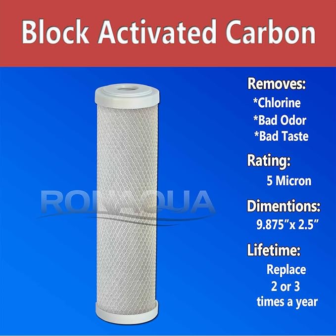 4 Block Activated Carbon 5 Micron Water Filters WELL-MATCHED with WFPFC8002, WFPFC9001, WHCF-WHWC, WHEF-WHWC, FXWTC, SCWH-5