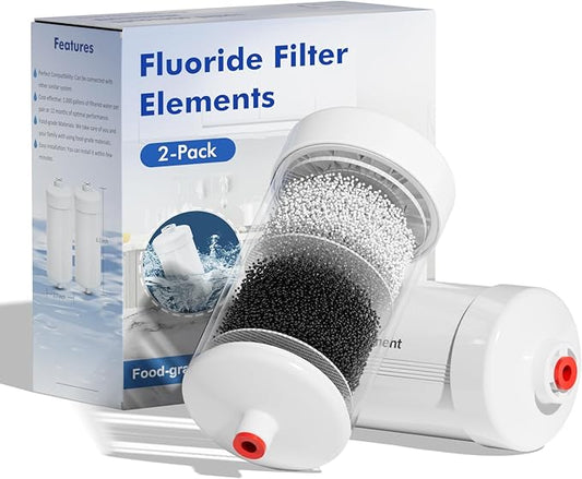 Purewell FL-2 5-Stage Fluoride Purification Elements, Replacement for Berkey® PF-2® Fluoride Filters, Berkey® and Purewell Gravity Filtration System,Natural filter material (White, 2 Pack, K Series)