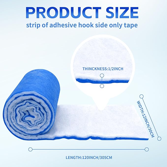 Custom Size Air Vent Filters – 12”x120” Electrostatic Filter Roll with MERV 8 Rating & Hook Tape, Makes 30+ Vent Covers for Home Floor, Grilles, Ceiling, HVAC Furnace Vents