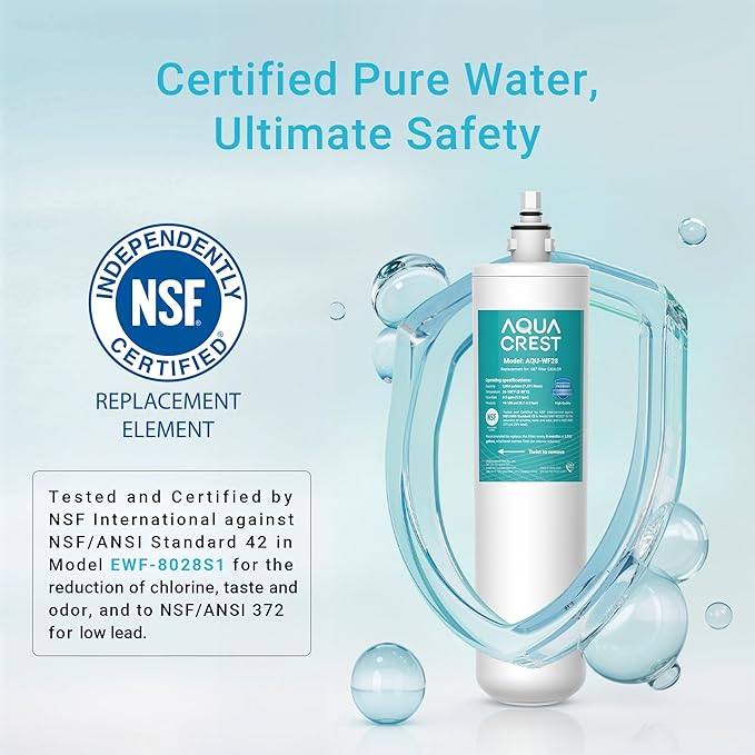 AQUA CREST FQK1R, GXULQK, GXK140TNN, GXULQR, NSF/ANSI 42 372, Replacement Filter for GE GXK140TNN and GXULQK systems, reduces Lead, Chlorine & Other Impurities for Better Water, 2K Gallons (Pack of 2)