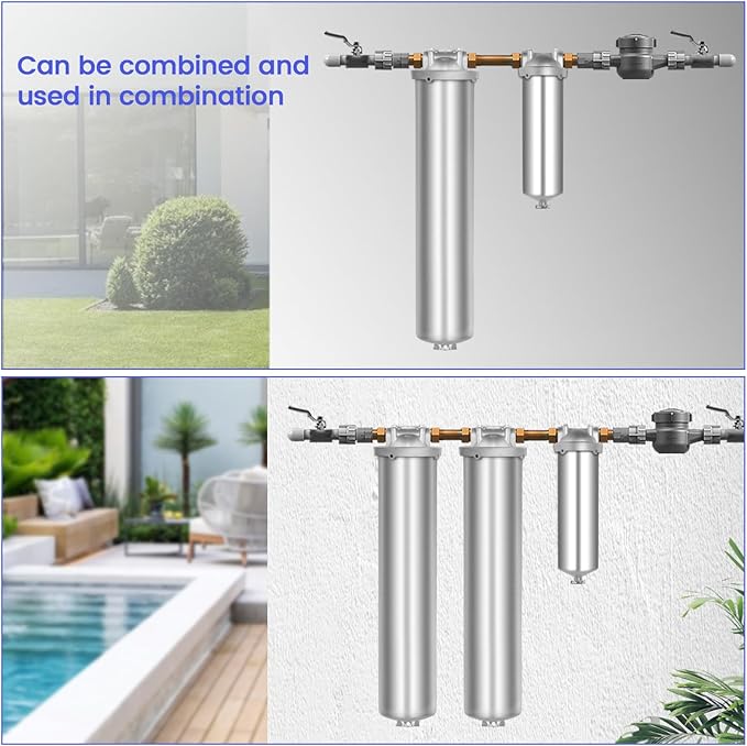 Amwater NSF/ANSI 42 Certification Big+ Stainless Steel Filter Housing for 20”Length,4.5"OD Filter Cartridge (20" C Housing-1-1/2NPT)