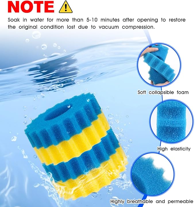 Pond Filter Replacement Sponge Filter Media Pad Koi Fish Pond Filter Sponge CPF 2500 Compatible with Grech VIVOHOME/VEVOR Pond Filters for Outdoor Ponds Aquarium Bio Sponge Filter Media Pad