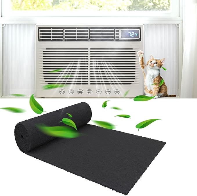 Carbon Activated Air Filter, 16"x48" Cut to Fit Carbon Filter Charcoal Sheet Replacement Charcoal Pad for Air Purifiers Window AC Vent Range Hood