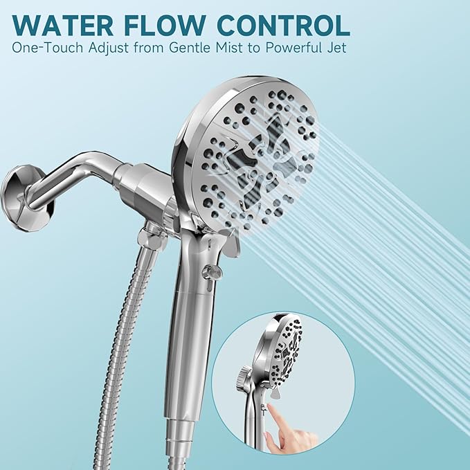 5" Filtered Handheld Shower Head with 10 Spray Modes,High Pressure Detachable Showerhead with Magnetic Docking, Water Flow Control & 69" Stainless Steel Shower Hose,Chrome