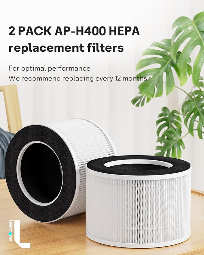 Leemone AP-H400 Replacement Filter Compatible with Homedics AP-H400 2-in-1 Cool Mist Humidifier & Air purifi-er, High-Efficiency Air Purification, 2 Pack