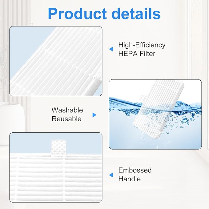 Filters For MAMNV BR150/BR151 For ZCWA BR150/BR151 For ONSON BR150/BR151 For GTTVO BR150/BR151 Robot Vacuum Cleaner, Vacuum Cleaner Filters Replacement Kits(10PCS)