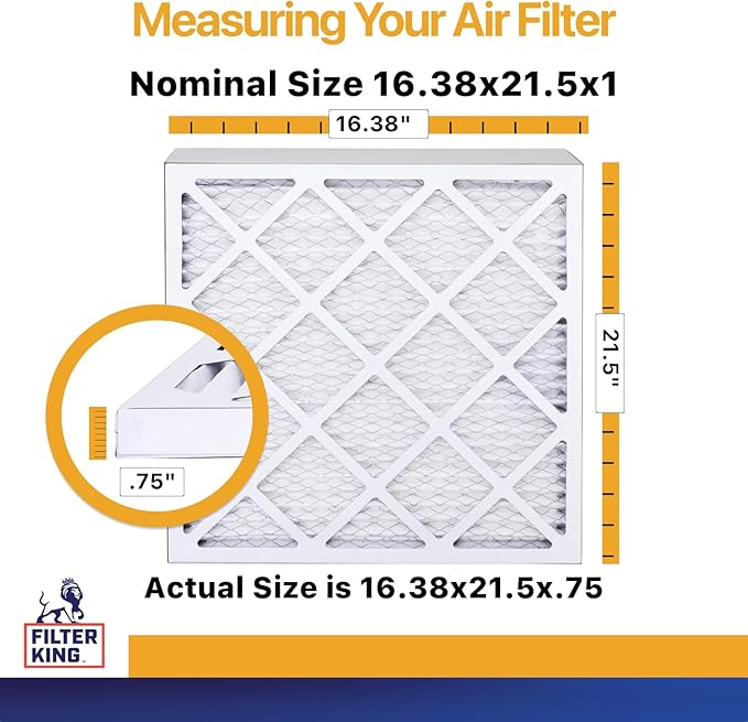 Filter King 16.38x21.5x1 Air Filter | 12-PACK | MERV 13 HVAC Pleated A/C Furnace Filters | MADE IN USA | Actual Size: 16.38 x 21.5 x .75"