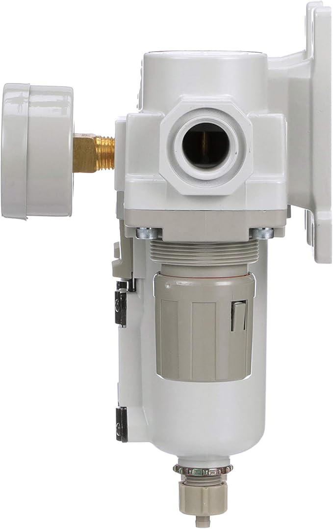 PneumaticPlus SAU430-N04G-MEP 3 Stage Compressed Air Filter Dryer System - Particulate Air Filter, Coalescing Air Filter, Compressed Air Pressure Regulator Combo, 1/2" NPT - Metal Bowl, Manual Drain