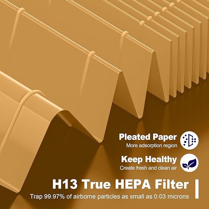 C545 True HEPA Replacement Filter S Compatible with Winix C545 Air Purifier 1712-0096-00 and 2522-0058-00, 2 x Yellow H13 True HEPA Filter + 8 x Black Activated Carbon Filters
