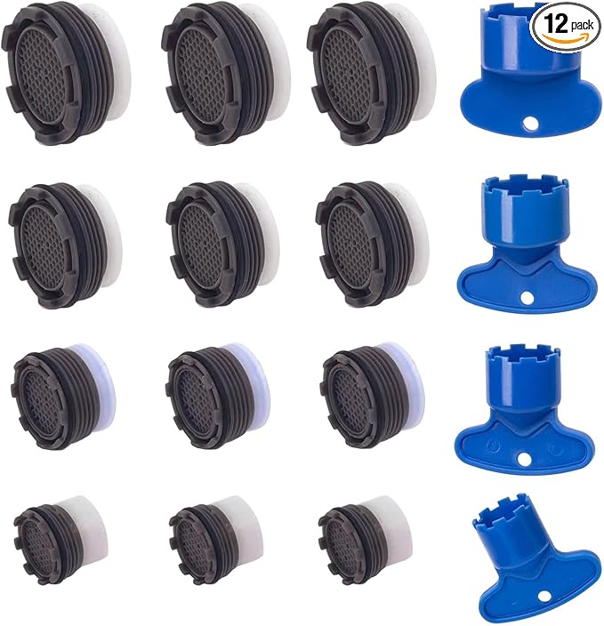 Generic 12 Pcs Faucet Aerator with 4 Pcs Wrench Tool, ABS Material, Polished Finish, 24mm