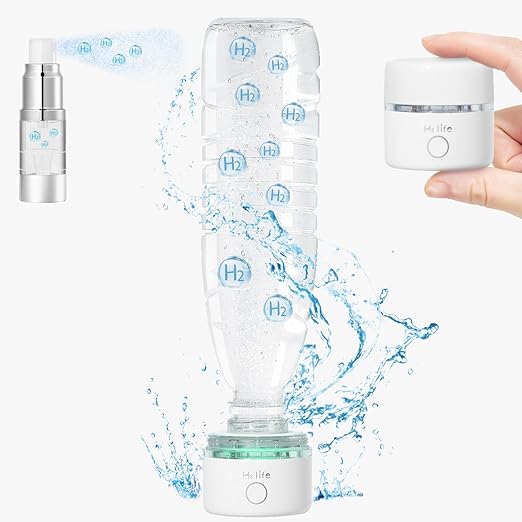 Portable Hydrogen Water Bottle Generator 3200PPB Rechargeable with PEM SPE Technology for Home Travel Sport Drinking Improve Health (White)