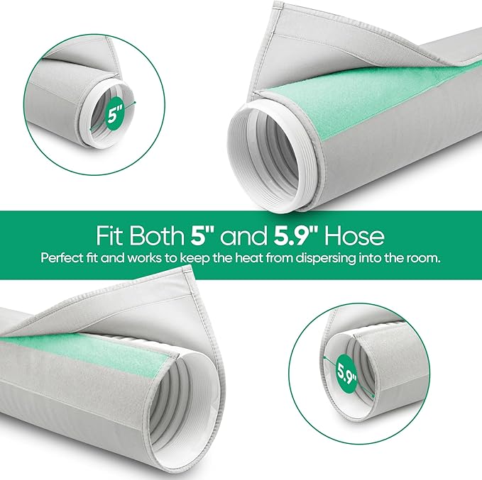 Air Conditioner Hose Cover Wrap, Heat Insulated AC Hose Cover, Easy Installation, Universal Fit for 5" & 5.9" Diameter Exhaust Hoses Tube