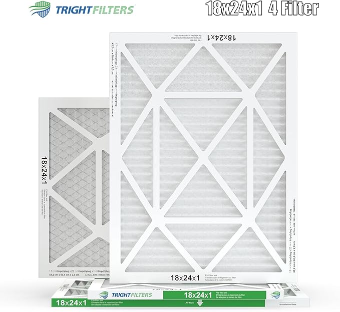 18x24x1 Air Filter 4 Pack, MERV 8 Pleated Dust Defense Air Filters Replacement for Air Conditioner & Furnace, Durable & Lightweight