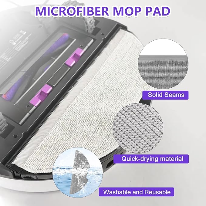 Replacement Parts Kit for Eureka E10s/E20 Plus Robot Vacuum Cleaner,1 Main Roller Brushes, 4 Side Brushes, 2 HEPA Filters, 4 Mop Pads-11Pack