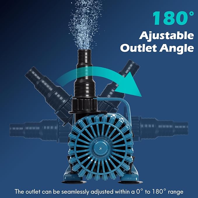 100W 1800 GPH Pond Pump for outdoor Ponds and Water Garden, Ultra-Quiet Fountain Pump with 180° Adjustable Outlet, 20FT Cord & Barrier Bag, Waterfall Pump, UL Listed