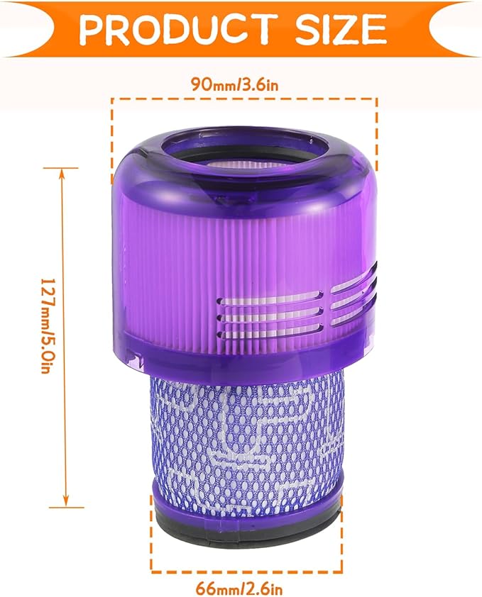 2 Pack V11 Vacuum Filters Replacement for Dy son V11 Animal, V11 Torque Drive,V11 Extra, V15 Detect V15s Detect Cordless Vacuum Cleaner Filter, Compare to Part 970013-02