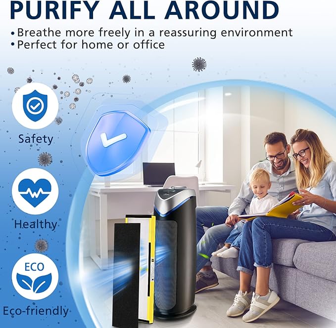 FLT4825 HEPA Filter B Replacement Compatible with Guardian Air Purifier Models AC4825 AC4300 AC4800 AC4850PT AC4850 AC4900 AC4820 AP2200CA with 8 Activated Carbon Pre-Filters Yellow