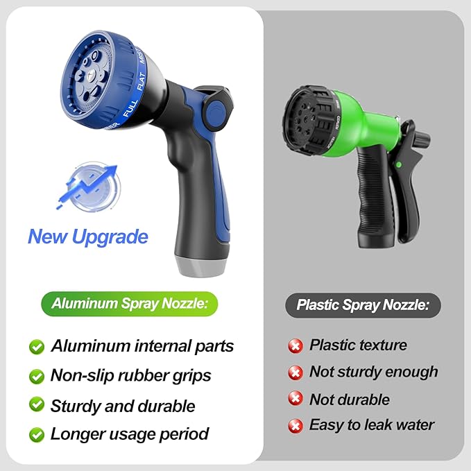 150ft 304 Stainless Steel Garden Hose Metal, Heavy Duty Water Pipe with Nozzles for Yard, Outdoor - Flexible, Never Kink & Tangle, Puncture Resistant (Sliver)