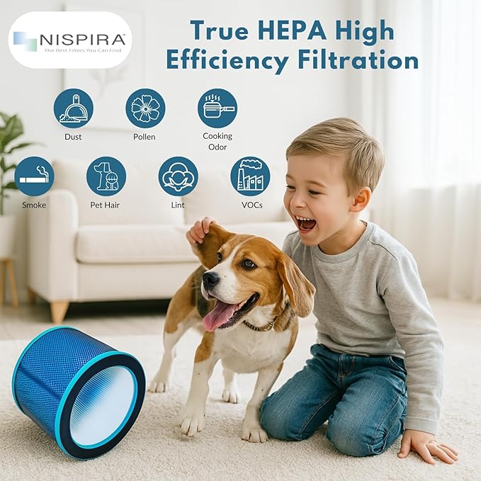 Nispira R21/ R020 2-in-1 True HEPA Filter Replacement For Bladeless Tower Air Purifier Fan UTY R021 R21 R020 R20 SKJ-CR021 SKJ-CR020 Medium, 1 Pack