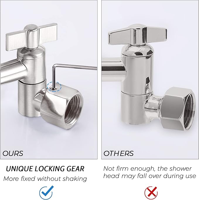 G-Promise All Metal 10 Inches Rainfall Shower Head with Handheld Spray Combo, 3 Settings Diverter, Adjustable Extension Arm with Lock Joints, 71 Inches Stainless Steel Hose (Brushed Nickel)