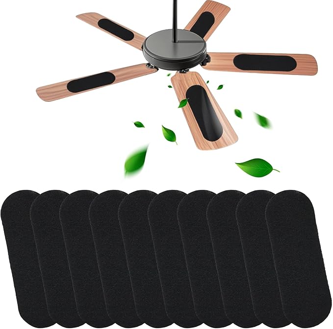 6PCS Ceiling Fan Filters for Blades, Unscented Activated Coconut Shell Carbon Air Filter Easy-Stick Ceiling Fan Blade Filters Universal Ceiling Fan Air Filters for Bedroom Living Room