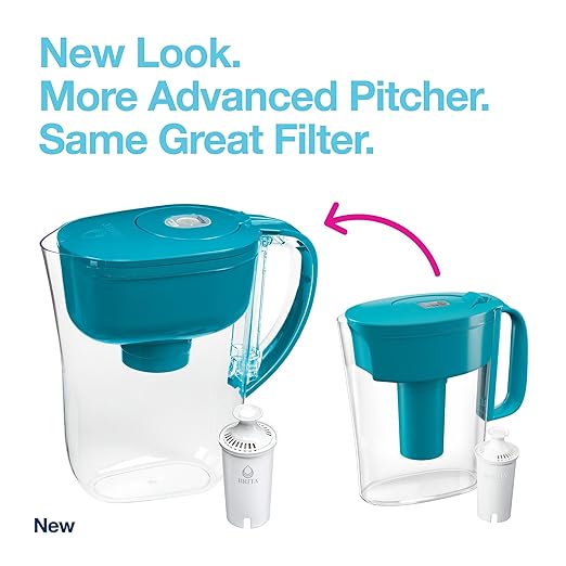 Brita Metro Water Filter Pitcher with SmartLight Change Indicator, BPA-Free, Replaces 1,800 Plastic Water Bottles a Year, Lasts Two Months, Includes 1 Filter, Small - 6-Cup Capacity, Turquoise
