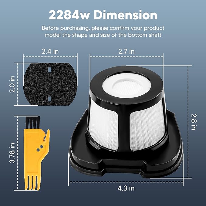 2284W 2390A Vacuum Filter Replacement for Bissell Pet Hair Eraser Filter Hand Vacuum 2390 2389 2579, Compared to Part # 1614212 1614203 1614204 (4 Mesh Filter and 8 Foam Filter)