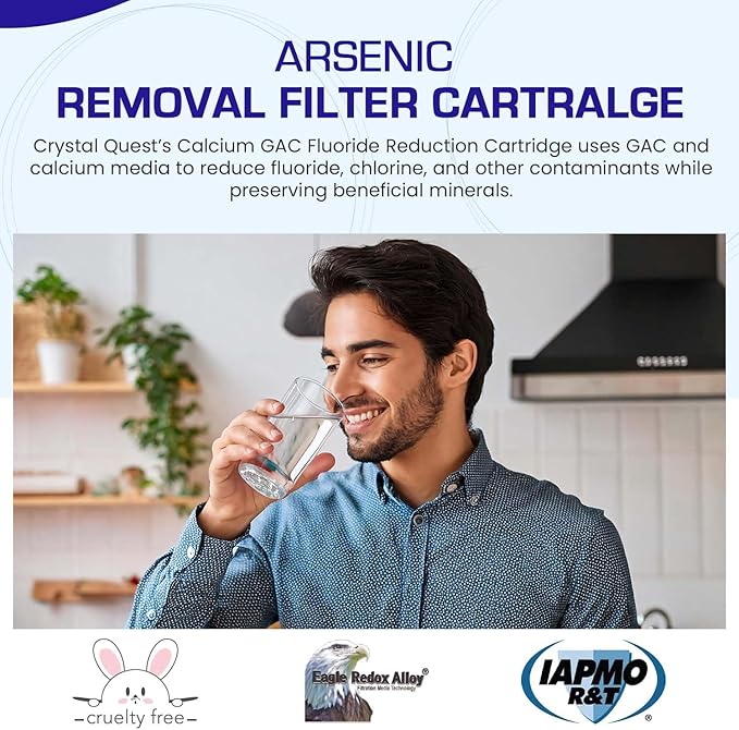 Crystal Quest Arsenic Water Filter Cartridge – Reduces Arsenic – Long Lasting, Easy to Install, High-Capacity, Steady 3 GPM Flow – Improves Water Quality for Home and Office - 2-7/8" x 9-3/4"
