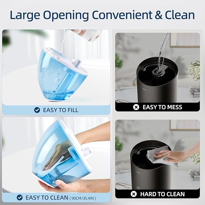 Cool Mist Humidifier for Bedroom,2L Small Humidifiers for Bedroom and Office,25dB Humidifier for Toy room and Plant,Last Up to 13H on Max Mist Setting (Light Blue)