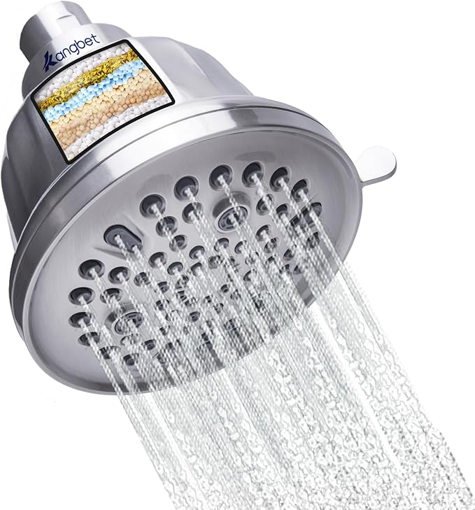 High Pressure Filtered Shower Head - Shower Head with Filter | Shower Filter Head Reduce Impurities for Healthier Scalp, Reduce Hair Shedding,Soothe Dry Skin-Nickel