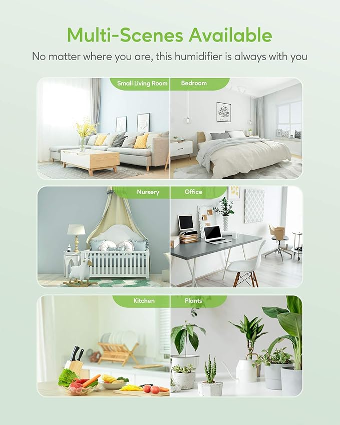 MegaWise Desktop Cool Mist Humidifiers for Bedroom, 24dB Ultrasonic Air Vaporize, Colorful Night Light,0.5 Gal Essential Oil Diffuser, Auto off